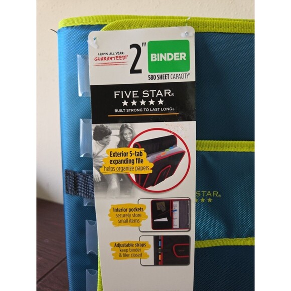 Mead Five Star 2" Binder 580 Sheet Capacity Exterior 5 tab Expanding File Green - Picture 8 of 9